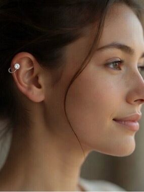 Silver Crystal Loop Small Earring Cz Little Cutie 925 Sterling Silver